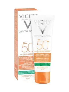 VICHY CAPITAL SOLEIL MATIFICANTE 3 EN 1 FPS 50+, PROTECTOR SOLAR PARA PIEL MIXTA 50ML