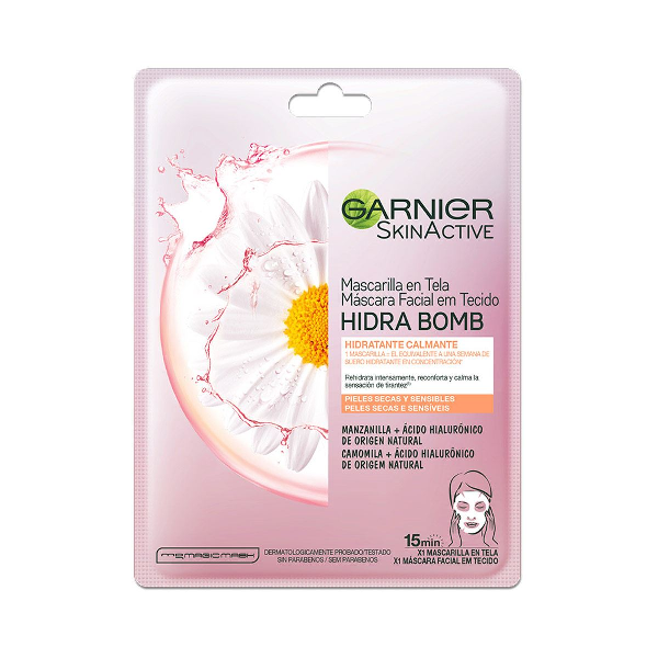 GARNIER MASCARILLA HIDRA BOMB CON ACIDO HIALURONICO + MANZANILLA 28G