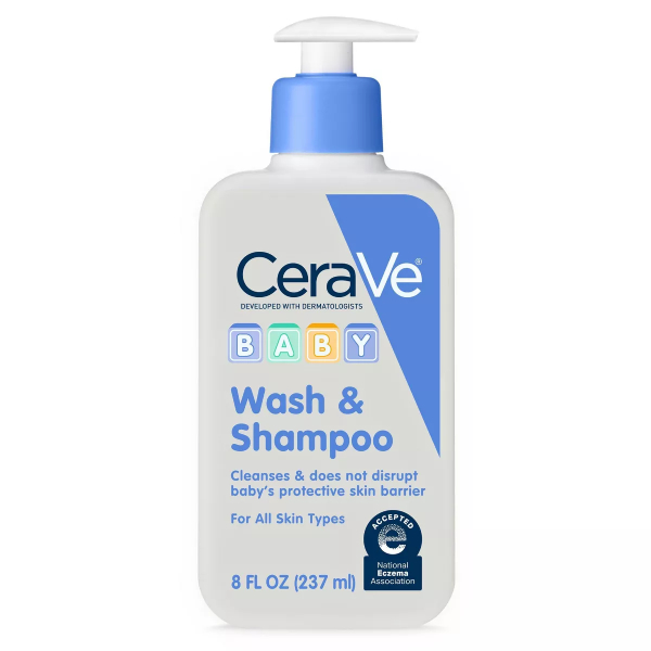CERAVE JABÓN LÍQUIDO Y SHAMPOO SUAVE PARA EL BAÑO DE BEBÉS 237ML