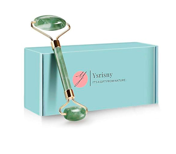 JADE ROLLER  HERRAMIENTA DE MASAJE FACIAL PARA ARRUGAS ANTIENVEJECIMIENTO Y REJUVENECIMIENTO DE LA PIEL, PIEDRA DE JADE 100%