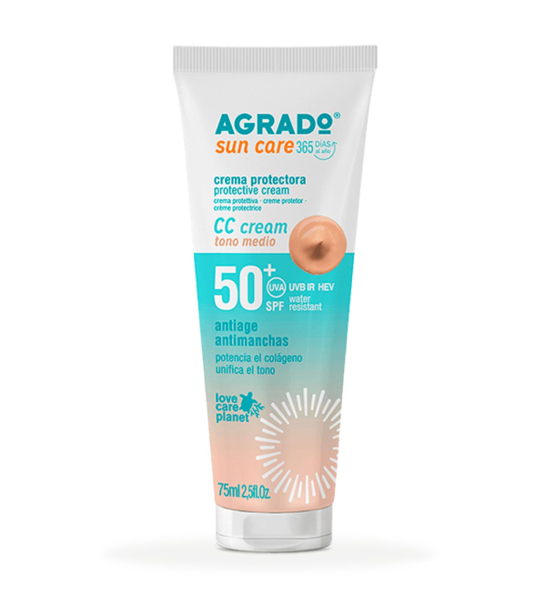 AGRADO CREMA FACIAL PROTECTOR SOLAR SPF50+ TONO MEDIO 75ML