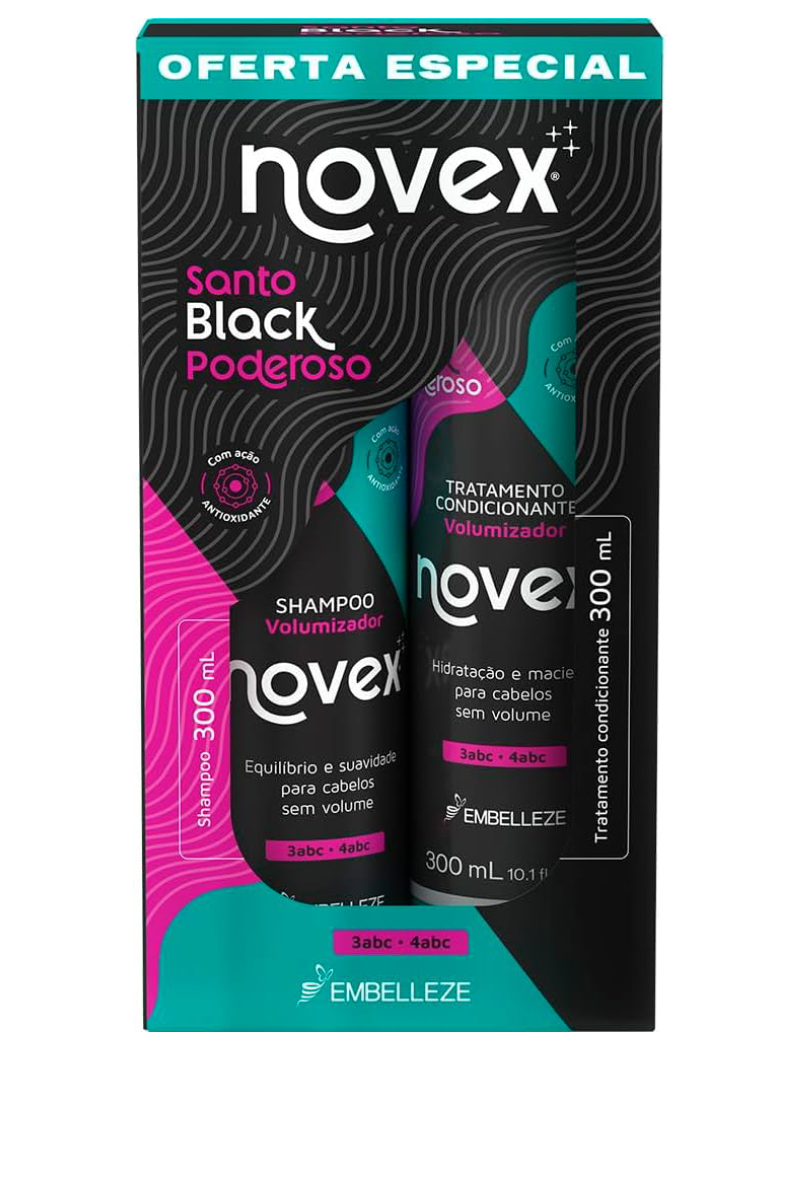 NOVEX MY CURLS POWERFUL SANTO BLACK KIT DE SHAMPOO Y ACONDICIONADOR EMBELLEZE