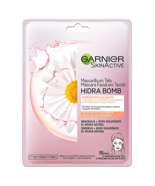 GARNIER MASCARILLA HIDRA BOMB CON ACIDO HIALURONICO + MANZANILLA 28G