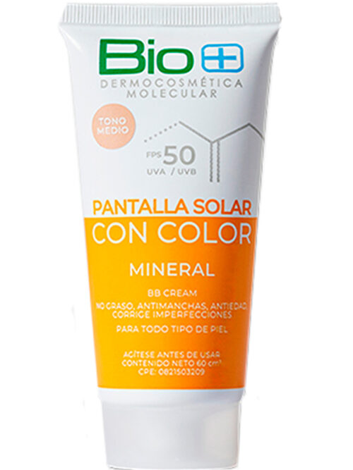 BIO+ PROTECTOR SOLAR MINERAL CON COLOR TONO MEDIO FPS 50 60ML