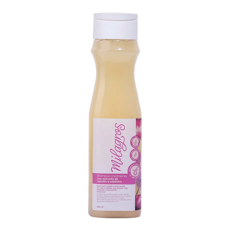 MILAGROS SHAMPOO CRECIMIENTO CON EXTRACTO DE PEBOLLA Y PÉPTIDOS 450ML