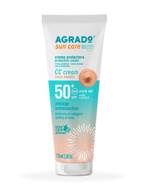 AGRADO CREMA FACIAL PROTECTOR SOLAR SPF50+ TONO MEDIO 75ML