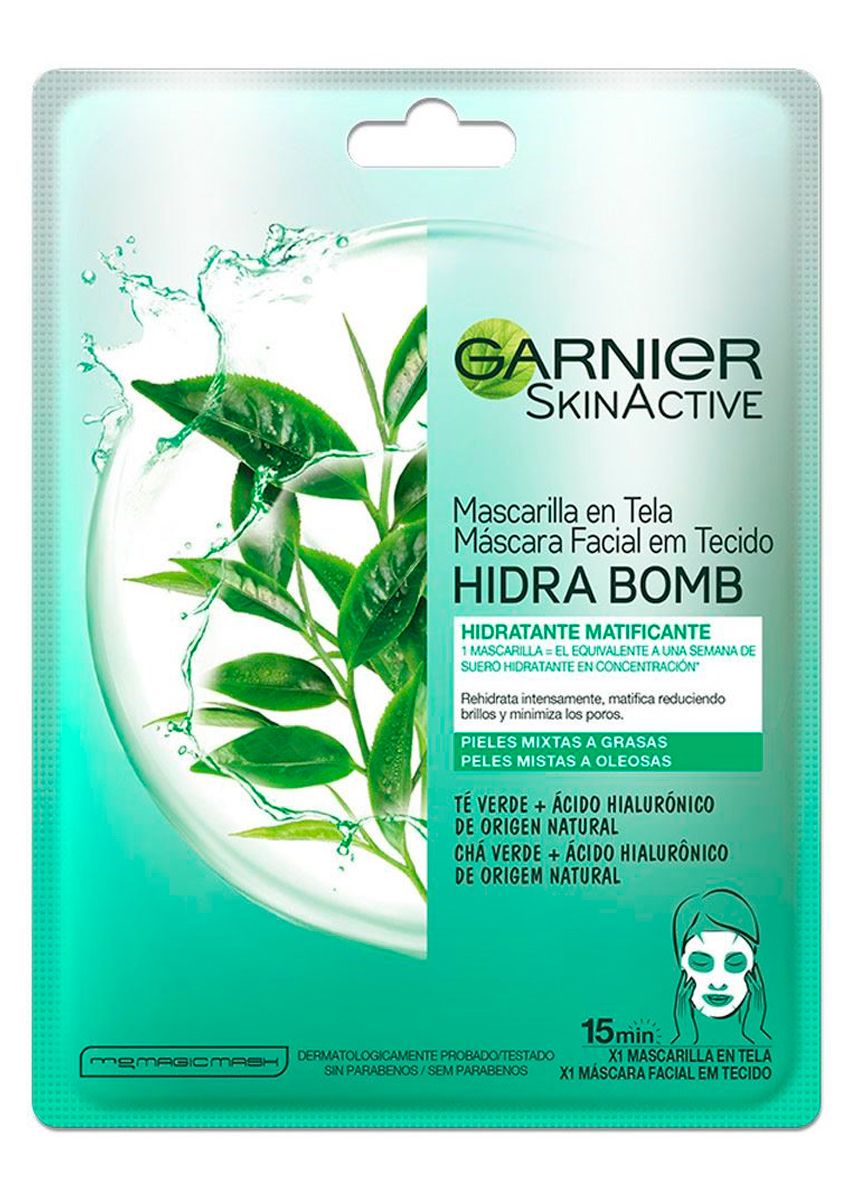 GARNIER MASCARILLA HIDRA BOMB CON ACIDO HIALURONICO + TE VERDE 28G