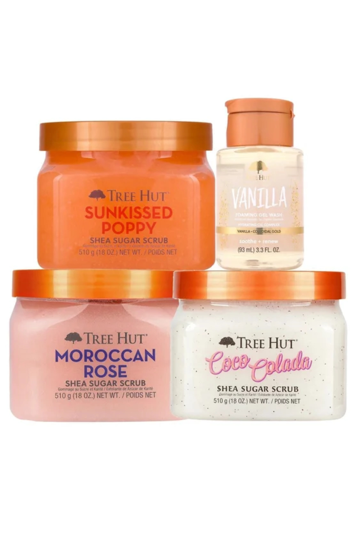 TREE HUT SET DE 3 EXFOLIANTES CORPORALES DE AZÚCAR Y KARITÉ