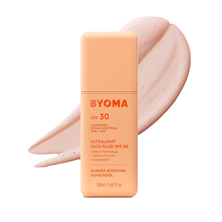 BYOMA SPF 30 SUNSCREEN BROAD SPECTRUM UVB + UVA ULTRALIGHT FACE FLUID 50ML