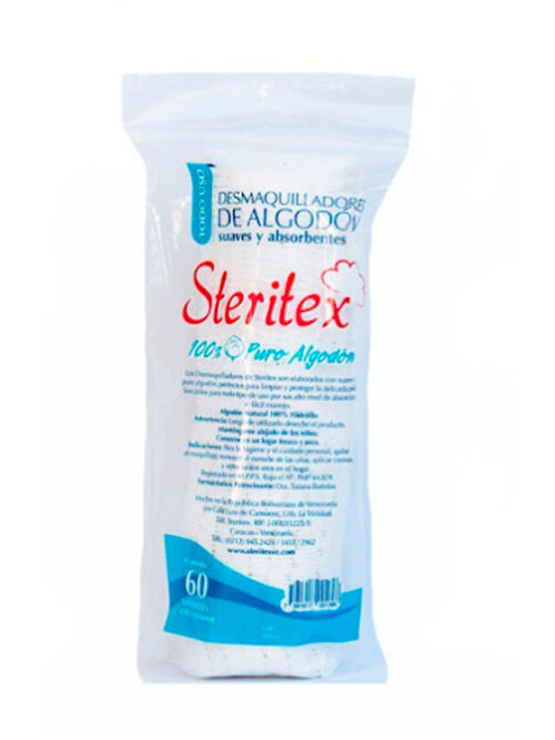 STERITEX ALGODON DESMAQUILLANTE EN DISCO 60 UNIDADES