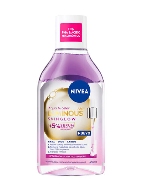 NIVEA AGUA MICELAR LUMINOUS SKIN GLOW FRASCO 400ML