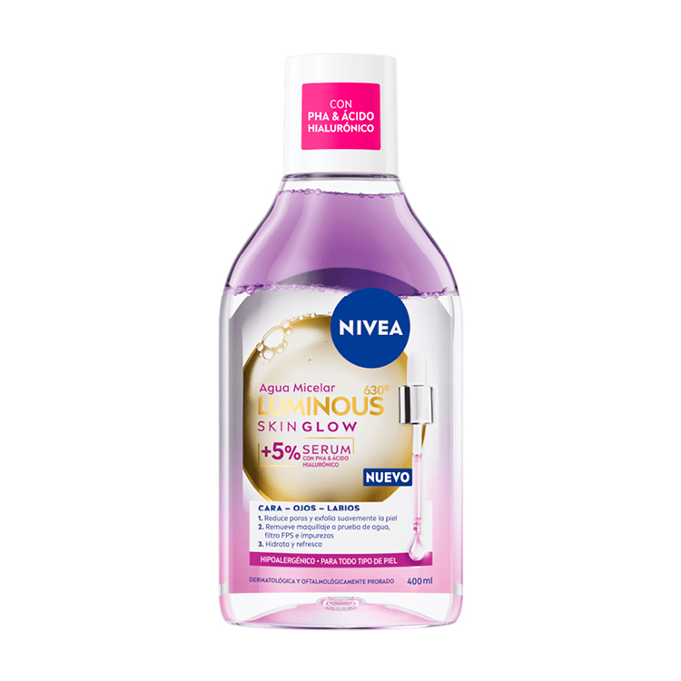 NIVEA AGUA MICELAR LUMINOUS SKIN GLOW FRASCO 400ML