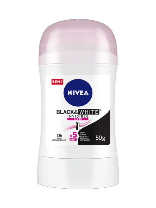 NIVEA ANTITRANSPIRANTE EN BARRA BLACK & WHITE INVISIBLE CLEAR 50G