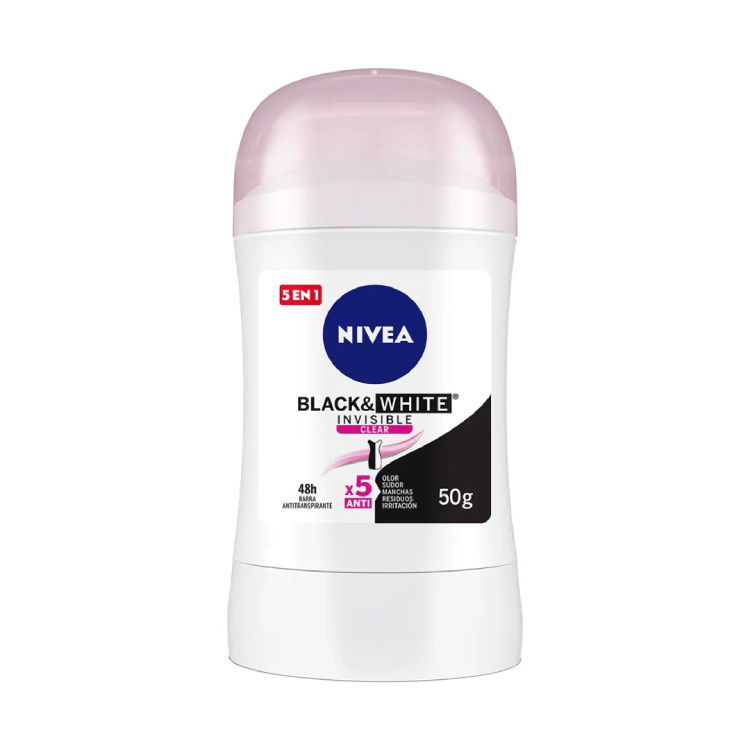 NIVEA ANTITRANSPIRANTE EN BARRA BLACK & WHITE INVISIBLE CLEAR 50G