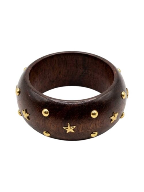 BRAZALETE MADERA GOLD STARS