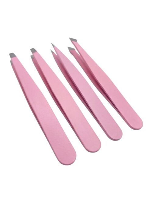 SET DE 4 PINZAS PARA DEPILAR DE PRECISIÓN EN COLOR ROSA